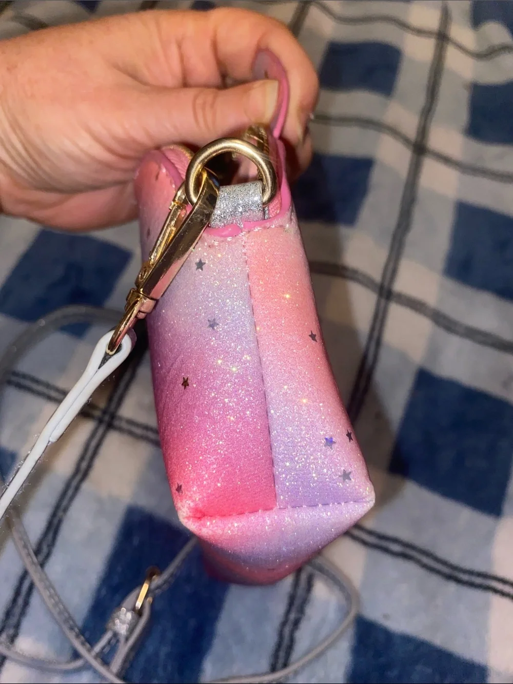 Kids Pink Gradient Unicorn Crossbody Bag with Silver Accents